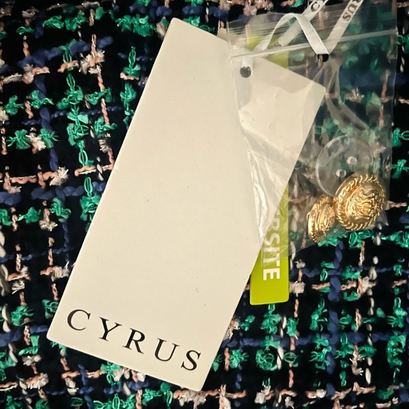 CYRUS Double Breasted Multi Colour Shimmering Tweed Blazer Jacket - Picture 5 of 5